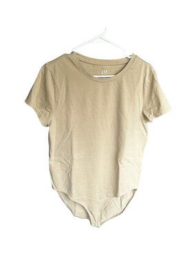 GAP Women’s Compact Jersey Tan T-Shirt Bodysuit, Size XL, Good Condition